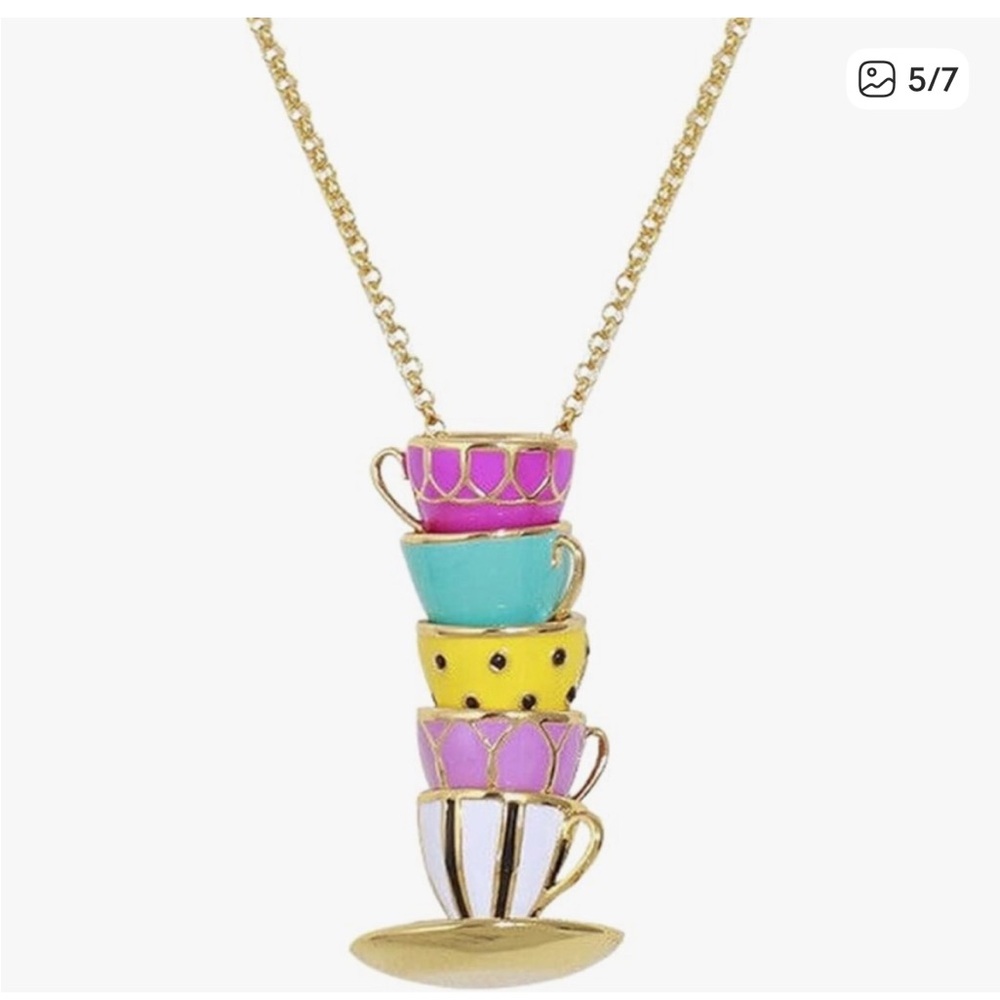 Kate Spade Tea Time Stacked Teacup Pendant Necklace - Picture 3 of 8